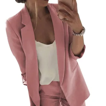 

Slim Fit Long Blazer Women Sleeve Blazer Jacket Fashion Solid Color Tops For Women Ladies Office Notched Blouse Coats