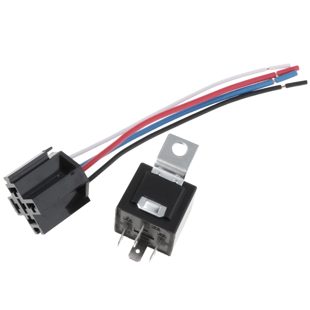 DC 12V Car SPDT Automotive Relay 4 Pin 4 Wires W/ Harness Socket 40A