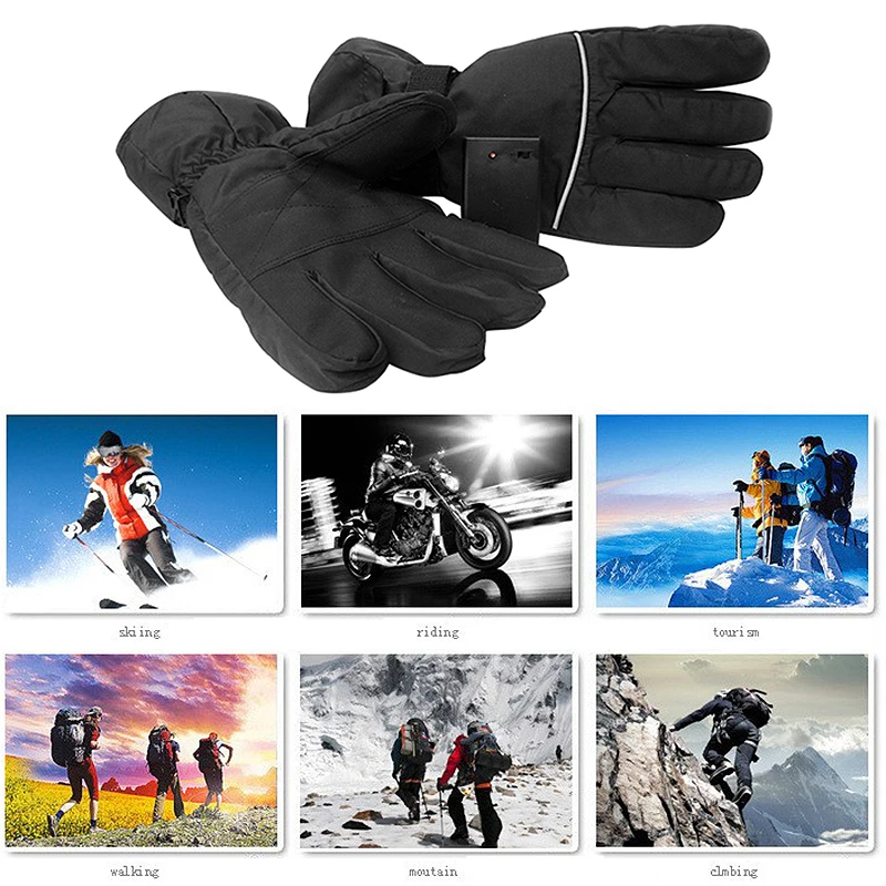 Мотоциклетные Перчатки с электрическим подогревом зимние теплые термальные лыжные перчатки для сноубординга черные