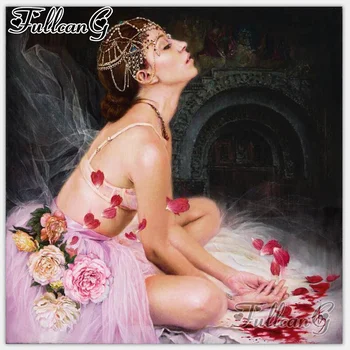

FULLCANG Beauty flower diy full square round drill diamond painting 5d diamond mazayka embroidery girl home decoration FC2515