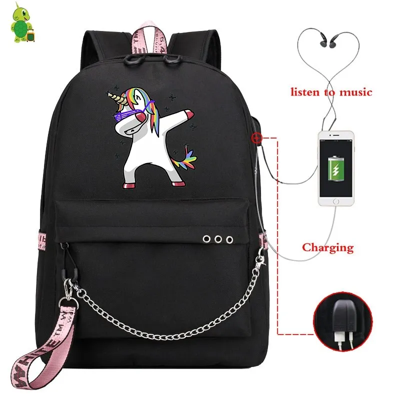Mochila, рюкзак с единорогом, женский рюкзак, забавные школьные сумки для девочек-подростков, Usb зарядка, рюкзак для ноутбука, корейский рюкзак для путешествий - Цвет: 3