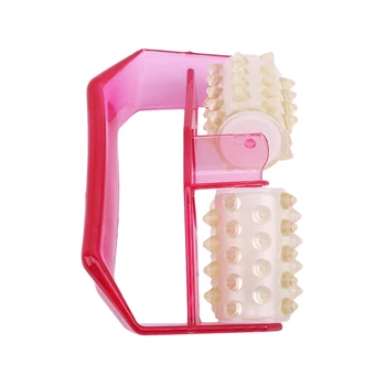 

1Pc Rose Red Double Roller Professional Mini Handheld Wheel Hip Leg Massager Roller Massager Crawler Ball