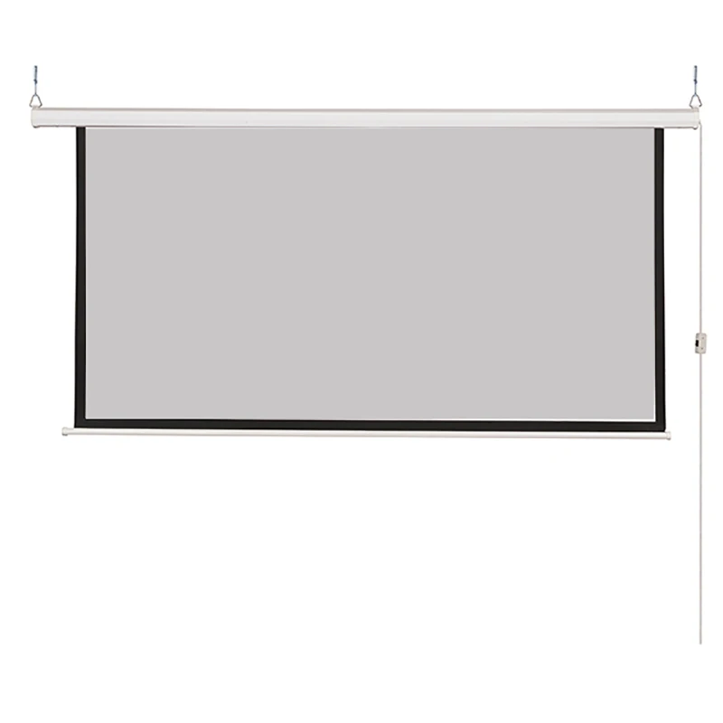 Thinyou Matte Gray Fabric Fiber Glass 72 inch 4:3 Electric Motorized Projector Screen Home Cinema Business School Bar