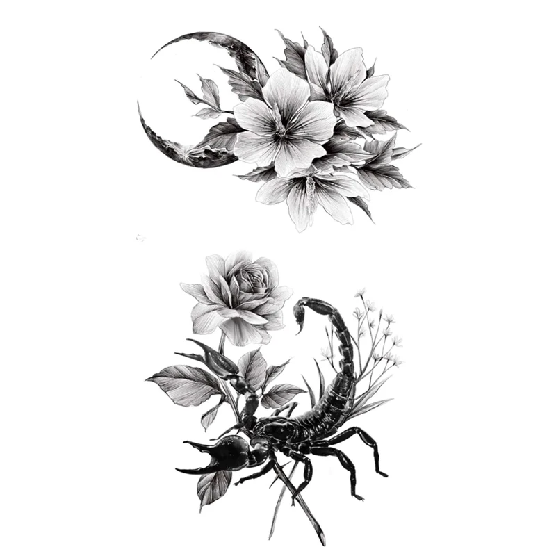 

New Temporary Tattoo Sticker For Women Girl Scorpion Rose Flowers Waterproof Tatoo Hand Foot Body Art Fake Tattoos Stickers
