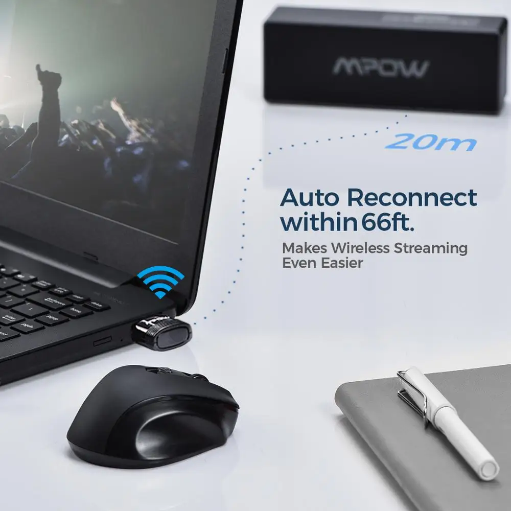 Mpow BH456 Bluetooth 5 0 Wireless USB Adapter Transmitter Receiver 2 in 1 Plug and Play For Win7 8 10 Linux Headphone PC Speaker