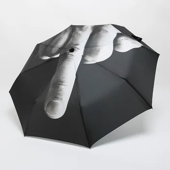 

Personality Middle Finger Umbrella Men Windproof Folding Double Layer Suncreen Parasol Impermiable Umbrella Parachase With Box