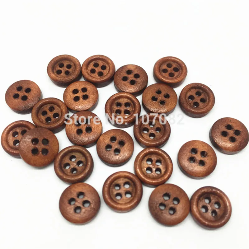 

1000 шт. круглые деревянные кнопки коричневый 10 мм швейная фурнитура 4 отверстия поделки своими руками для Скрапбукинг