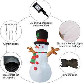 

Christmas Inflatables Snowman with Hat Snowman with Branch Hands Lighted for Home Outdoor Yard Lawn Decoration PI669