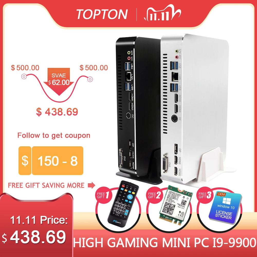 2019 для игровых мини ПК настольный уровень i9 9900 i7 9700F i5 9400F GTX1050TI 4G GPU Win10 микро
