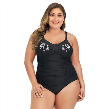 

2020 New One Piece Swimsuit Women Swimwear V-Neck Low Back Swimsuit Bikini Push-Up Bathing Plus Size Beachwear