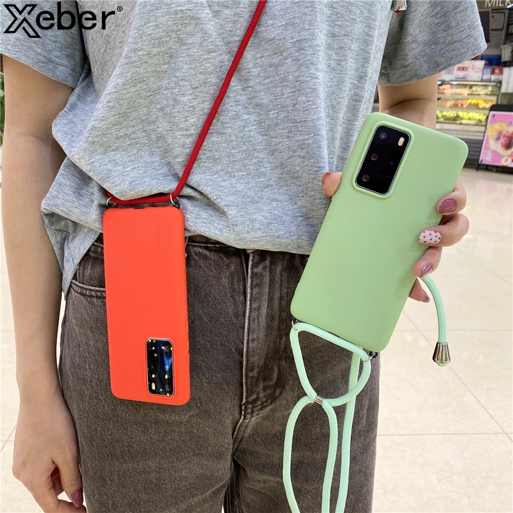 Чехол для телефона Huawei Mate 30 20X10 9 Pro P40 P30 P20 P10 Lite P9 Plus из мягкого ТПУ с ремешком через