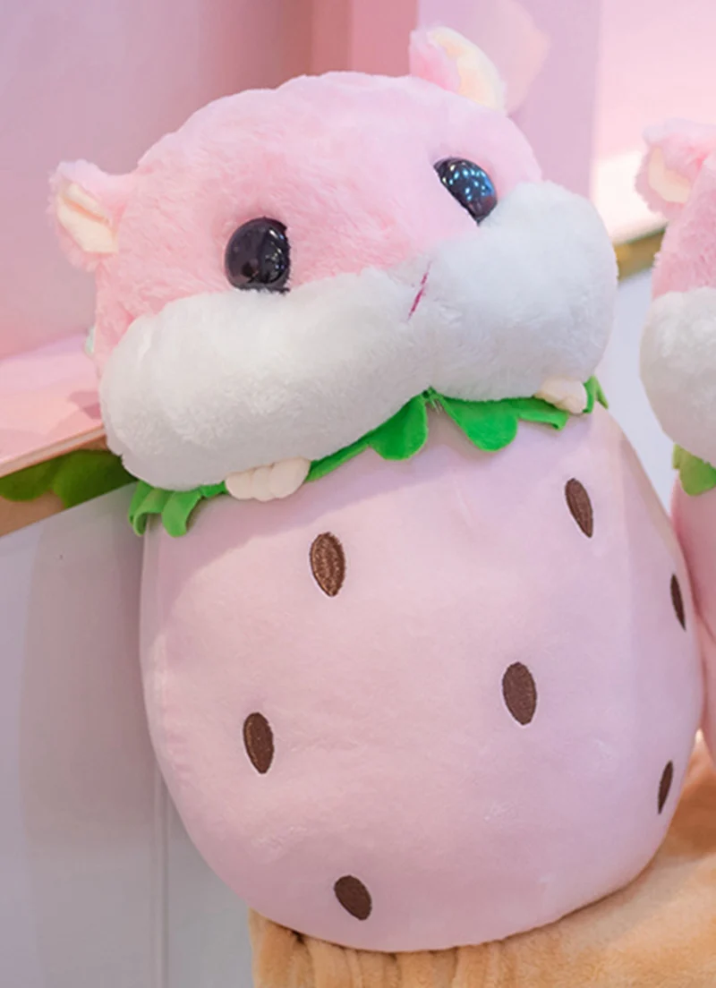 45 см Kawaii фрукты хомяк плюшевая игрушка-подушка мягкий хомяк с одеялом мягкая подушка кукла ворс Подушка детский подарок любимым на день рождения - Цвет: Pink Pillow