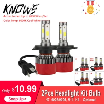 

4 Side H7 9005/9006 H11 H4 LED Headlight Kit Bulb LED Headlamp 2800W 280000LM 6000K Cool White 2 Pack Car Lights Bulbs for Auto
