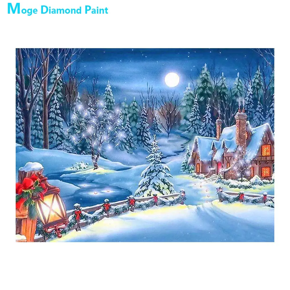 

Winter snow tree House Scenic Diamond Painting Christmas Round Full Drill Nouveaute DIY Mosaic Embroidery 5D Cross Stitch gifts