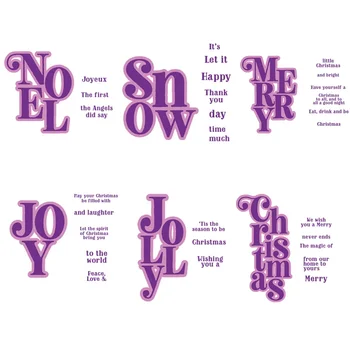 

Stacking Words Christmas Word Jolly/Joy/Merry/Noel/Snow/Merry/Christmas Clear Stamps and Coordinating dies For Scrapbooking Card