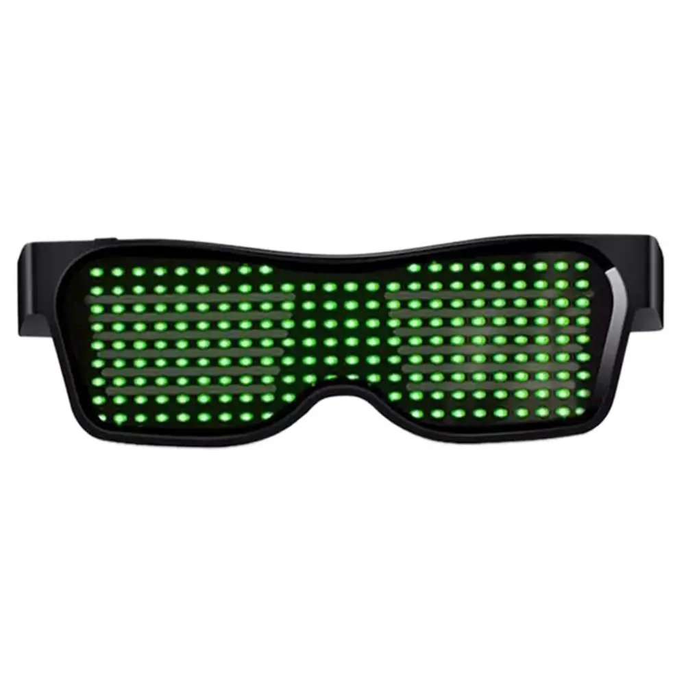 Hot USB Charge APP Control Eyeglasses Magic Bluetooth Led Party Glasses Multi-lingual Luminous Eye Glasses For Nightclub Party - Цвет: Green