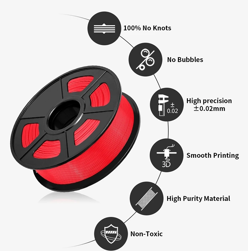Filamento Pla da Impressora de Sunlu Pla 3d Mais Seda 1.75 mm 1kg 2.2lbs Nenhuma Bolha Inodoro Não-tóxico Nenhuns Nós Compatíveis Todas as Impressoras de Fdm Materiais de impressão 3D - Imagem 4