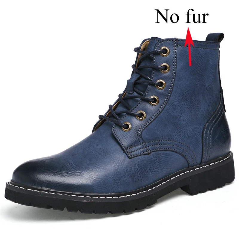 Sanzoog/зимние кожаные ботильоны; мужские ботинки Dr Martins; Botines Hombre Dr. Martens; Erkek Bot Botte Homme; высокие ботинки в британском стиле - Цвет: Blue