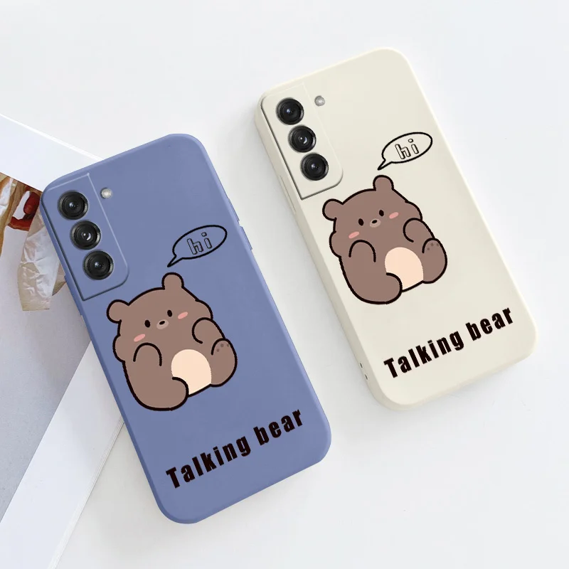 Cute For Samsung Galaxy S21 S20 FE S10 Note 20 10 Plus Case Bear Soft Cover A72 A52 A42 A32 A71 A51 A41 A31 A21S Phone Case