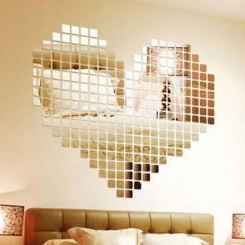 

100 Piece Self-adhesive Mirror Tile 3D Party Background Wall Decal Mosaic Room Decor On Modern Self-adhesive Mirror