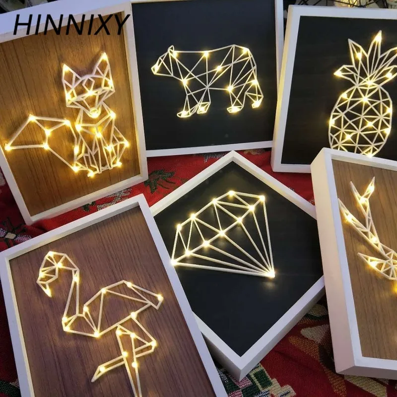

Hinnixy Photo Frame Modeling Night Lamp Girl Style Warm White Animal Diamond Pineapple Bedside Light Fixture Boutique Decoration