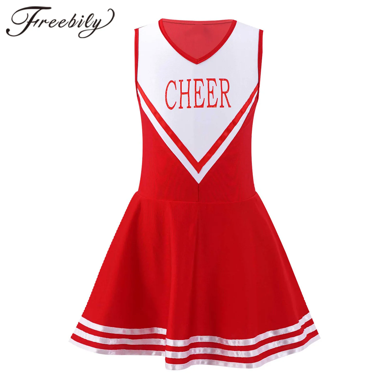 Kids Girls Cheerleading Dress Cosplay Cheerleader Costume Dancing