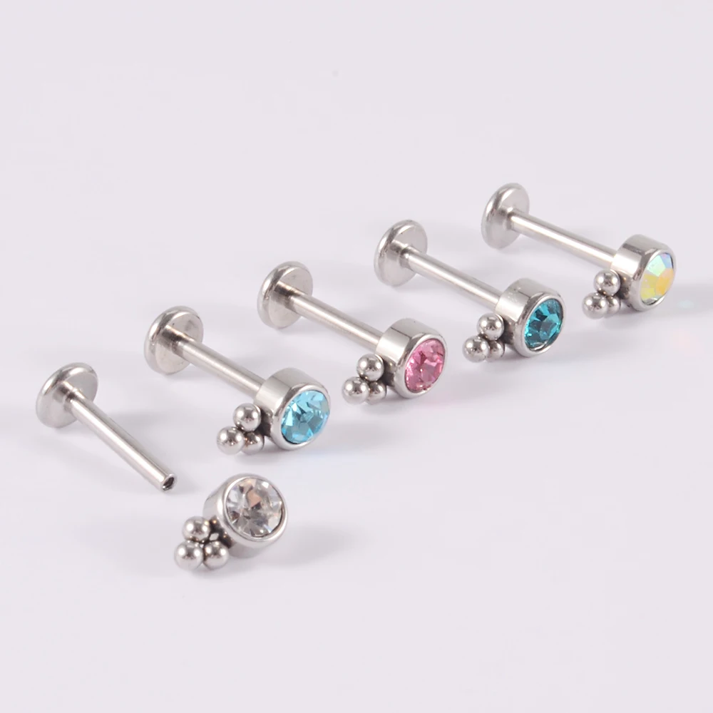 G23 Titanium&Steel Zircon Labret Lip Ring Ear Stud Ear Tragus Cartilage Helix Conch Lobe Piercing Earrings Body Jewelry 16g 1pcs piercing jewelry body piercing earrings ear piercing jewelry ear studs metal jewelry body piercing jewelry body jewelry