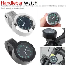 Водонепроницаемые часы, велосипедный руль мотоцикла, черные/серебряные часы, кварцевые часы для Davidson Honda Yamaha Kawasaki