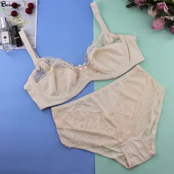 

Beauwear Plus Size Bra Set For Women Ultra Thin Underwear Set Sexy Lace Lingeries Unlined Bras And Panties D E F Cup 5XL 6XL 7XL