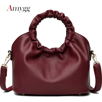 

Round Handle Solid Color PU Leather New Luxury Handbags Women Bags Designer Shoulder Bag Large Capacity Ladies Crossbody Bag