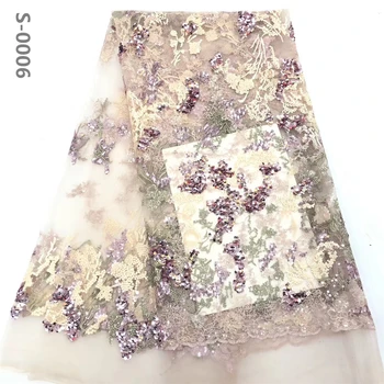 

Luxury Nigerian Lace Fabric 2020 High Quality French Lace Fabric With Sequins Fashion African Mesh Fabrics 5Yards/Lot