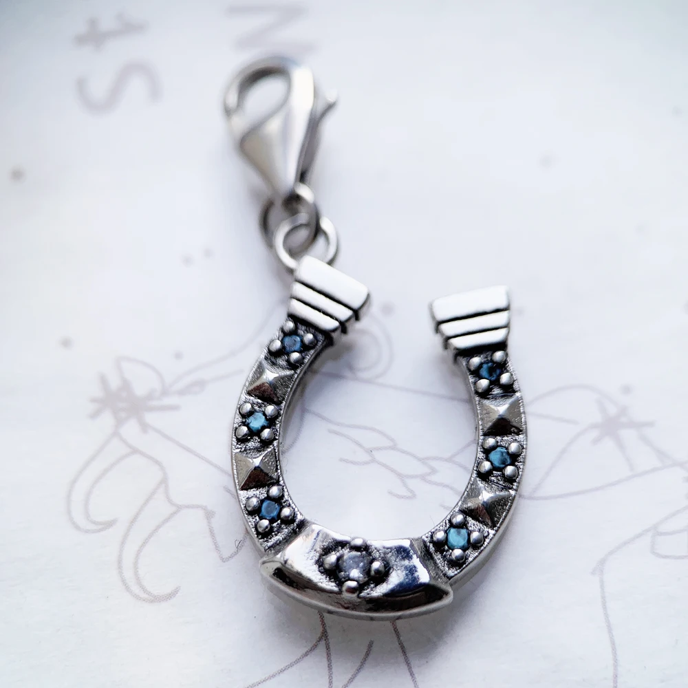 Collana Vintage A Ferro Di Cavallo Con Onice Nero - Argento Sterling 925, Ciondolo Western Con Stivale, 46.7cm