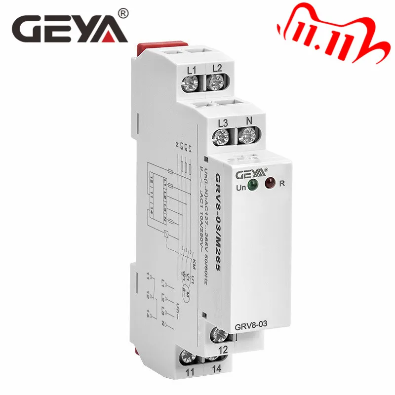 GEYA GRV8 03 реле контроля последовательности фаз фаза неисправности Din Rail типа 45 Гц 65