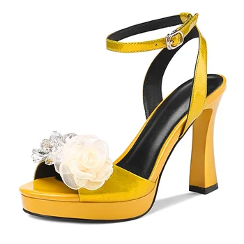 

silver wedding shoes new 2020 summer fashion high quality women sandals sexy high heels yellow dress party gladiator sandals 39