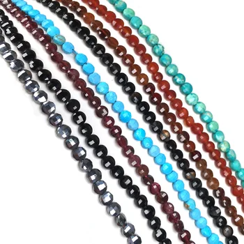 

Natural Stone Loose Beads Round Buckle Faceted Abacus Beads Making for Jewelry DIY Necklace Bracelet Accessories Gift for Women