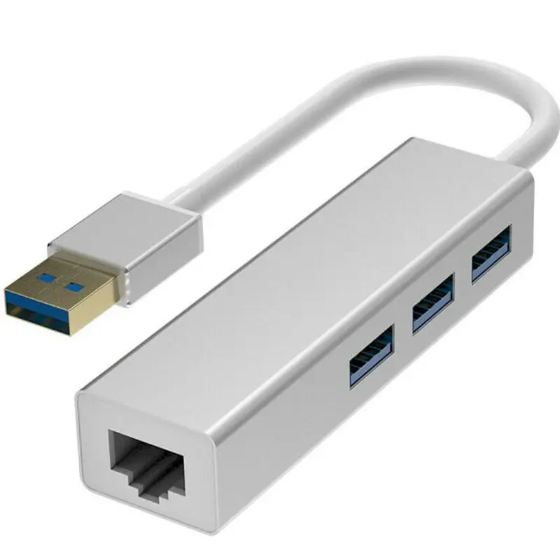 Алюминиевый USB3.0 Gigabit LAN+ 3 портовый концентратор USB до 3,0 RJ45 Gigabit LAN с 3 хабом Многофункциональный гигабитный кабель NIC