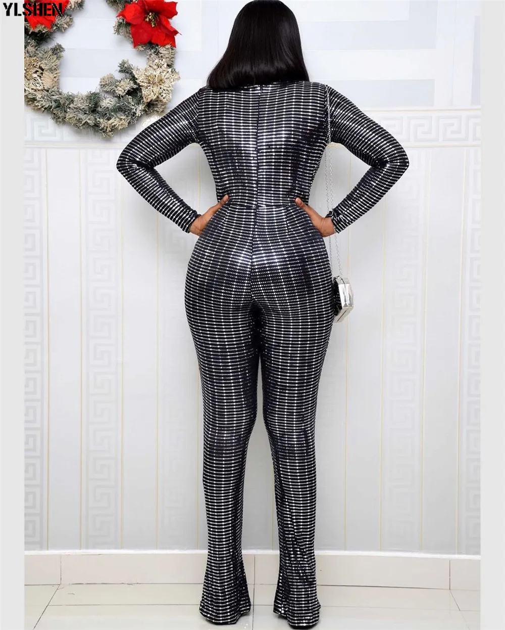 2020 Jumpsuit Africa Clothing African Dresses for Women Elastic Sequins Bodysuit Jumpsuits Overalls Plus Size African Clothes 04