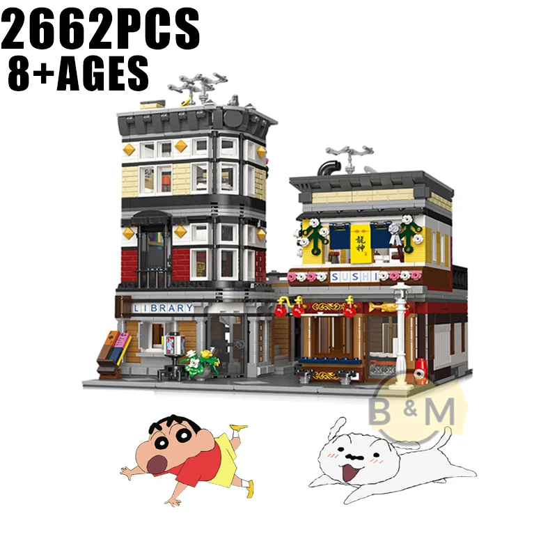 Street View Sushi Shop 89127 Moc Building Kit Block Self-locking Brick Model Toy Children's Holiday Birthday Gift | Игрушки и хобби