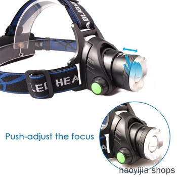 

New T6 zoom waterproof flashlight head camping headlights LED headlights 18650 battery powerful LED headlights fashion