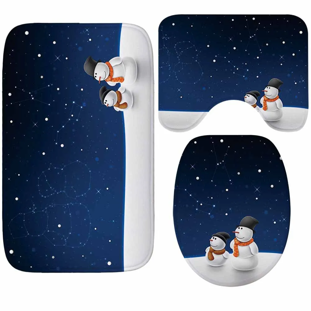 Snowman Zeegle Рождественский коврик для ванной, 3 шт., коврик для ванной комнаты, Нескользящие коврики для ванной, коврик для душа, Абсорбирующая крышка для унитаза, набор ковриков для ванной комнаты - Цвет: Snowman