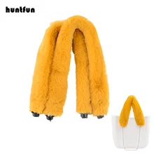 

1 Pair Faux Fur Furry Belt Strap Long Short Handles with Silver Chain OT Screws for OBag O Bag Winter Women Shoulder Handbags