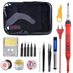 JCD – kit de fer à souder électrique 80W 220V/110V, Station de soudage à boutons multifonctions, pointes de soudure à température réglable 908U 