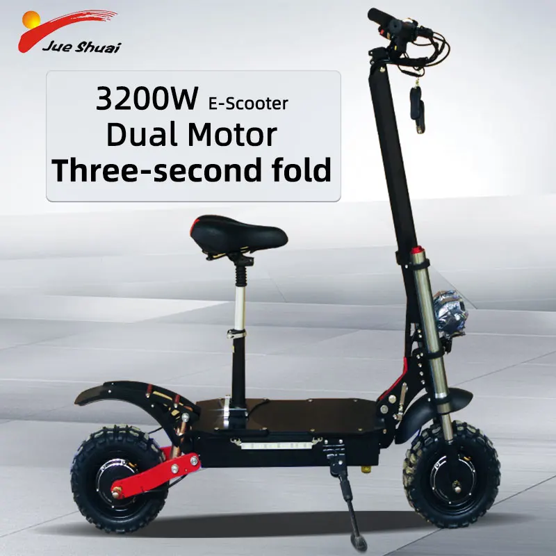 JS 3200W 60V Electric Scooter with Seat 11inch Off Road Tire Adult Elektrikli Scooter Dual Motor Hi