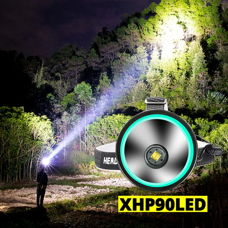 Светодиодный налобный фонарь XLamp XHP90.2 с четырехъядерным Индукционным датчиком USB