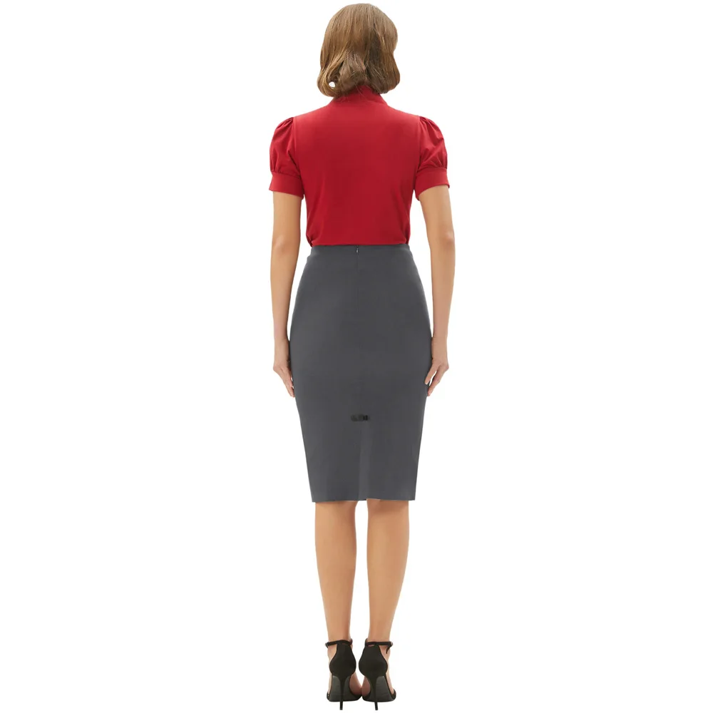 Женский винтажный Ретро бантик Bodycon Карандаш с высокой талией Женская юбка стрейч