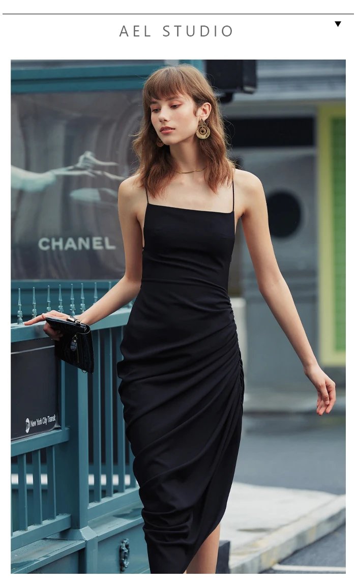 AEL Для женщин Летнее Длинное Платье черное асимметричное плиссированное платье вечерние платье сексуальное платье с открытой спиной Женские вечерние ночное Vestidos