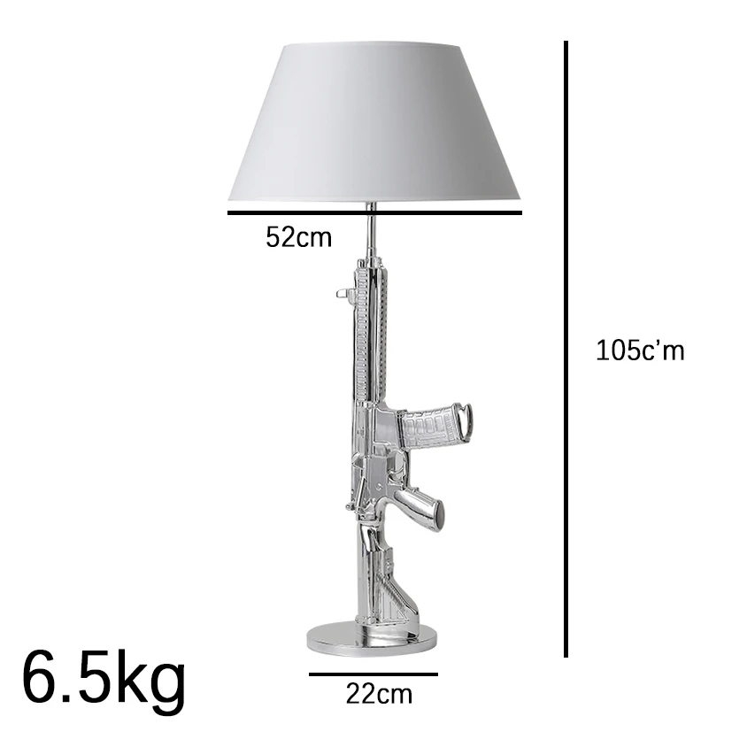 Пост-Современный серебристо-Золотой AK47 пистолет, настольная лампа Скандинавская спальня светильник Светодиодный настольный светильник s прикроватная лампа для учебы E27 настольная лампа - Цвет абажура: White H105CM