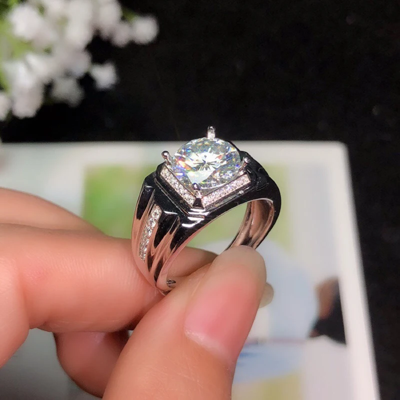 BOEYCJR 925 серебро 1ct/2ct/3ct F цвет Moissanite VVS обручальное свадебное кольцо с бриллиантом для мужчин с национальным сертификатом