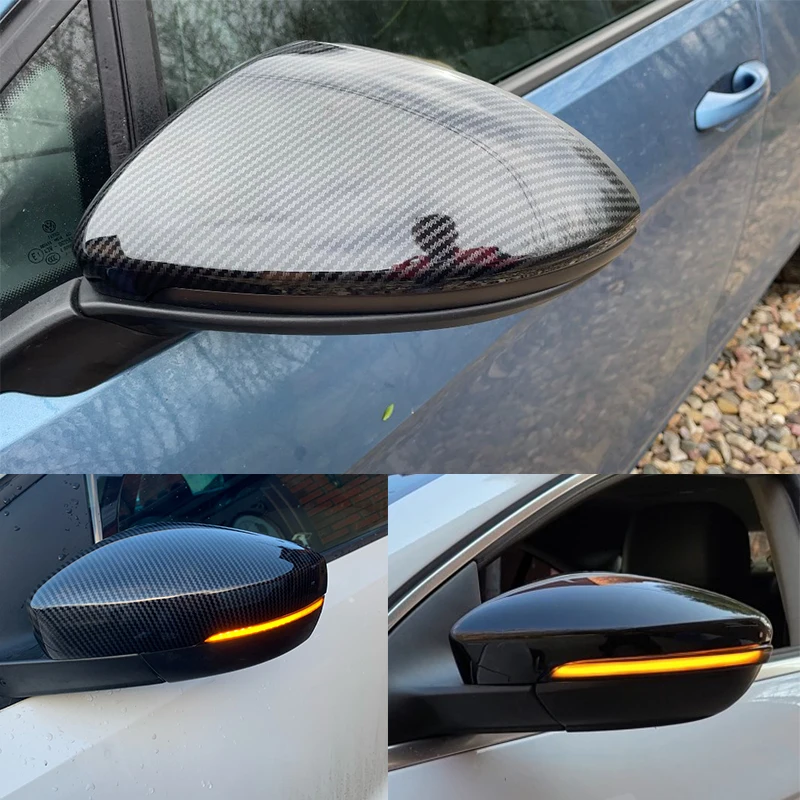 For VW Golf 7 5 GTI 6 Passat B7 CC Scirocco Polo 6R 6C MK6 Cap for Jetta MKVI Rearview Mirror Cover Carbon Black | Автомобили и