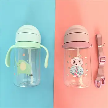 

1Pc Baby Boy Girl 420ml Multi-Color Cartoon Pattern Baby Drinking Water Bottles Sippy Cups With Handles And Strap Cute Cup